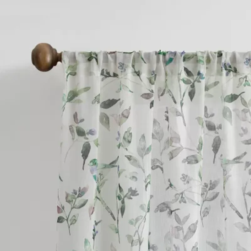 Martha Stewart Kensington Garden Print Rod Pocket Light-Filtering Set of 2 Curtain Panel