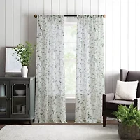 Martha Stewart Kensington Garden Print Rod Pocket Light-Filtering Set of 2 Curtain Panel