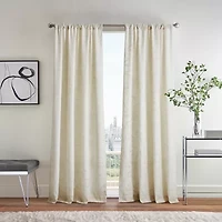 Martha Stewart Metallic Leaves Rod Pocket Light-Filtering Set of 2 Curtain Panel