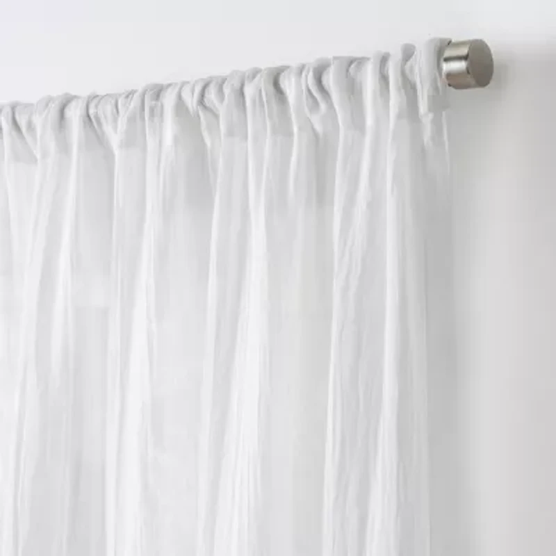 Martha Stewart Crinkle Rod Pocket Sheer Set of 2 Curtain Panel