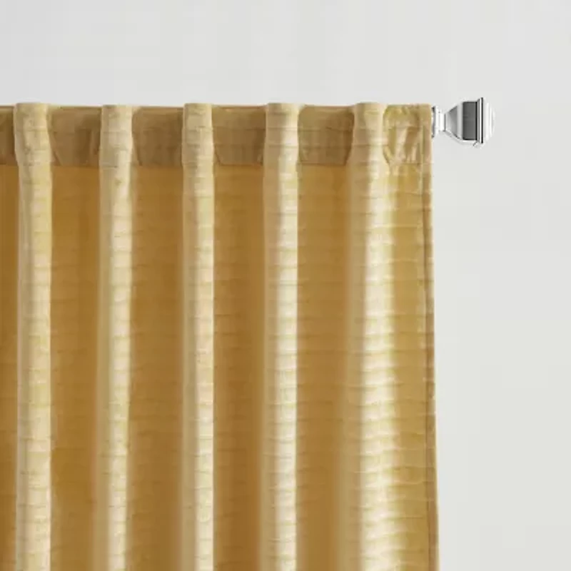 Martha Stewart Wave Embossed Velvet Rod Pocket Blackout Set of 2 Curtain Panel