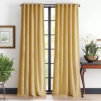 Martha Stewart Wave Embossed Velvet Rod Pocket Blackout Set of 2 Curtain Panel
