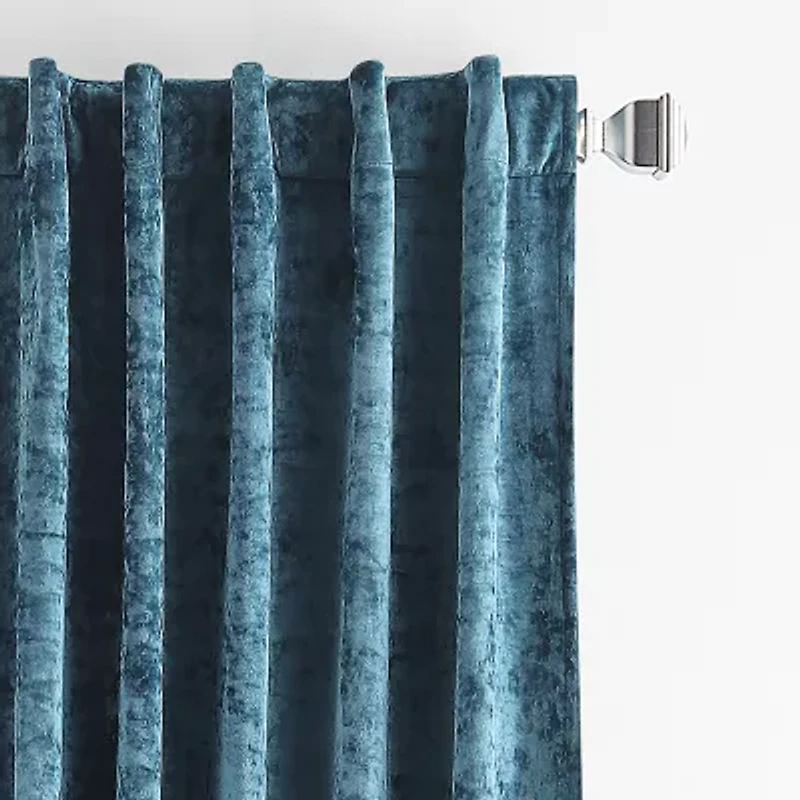 Martha Stewart Wave Embossed Velvet Rod Pocket Blackout Set of 2 Curtain Panel