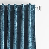 Martha Stewart Wave Embossed Velvet Rod Pocket Blackout Set of 2 Curtain Panel