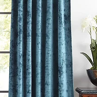 Martha Stewart Wave Embossed Velvet Rod Pocket Blackout Set of 2 Curtain Panel