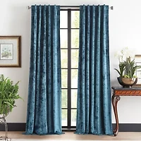 Martha Stewart Wave Embossed Velvet Rod Pocket Blackout Set of 2 Curtain Panel