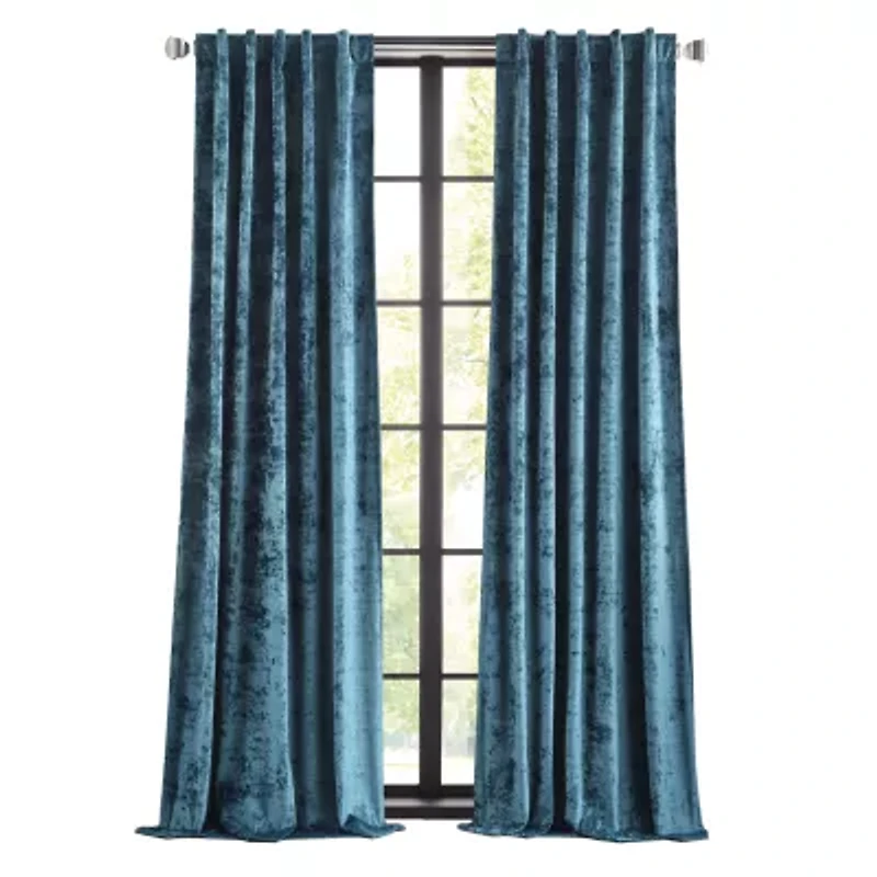 Martha Stewart Wave Embossed Velvet Rod Pocket Blackout Set of 2 Curtain Panel