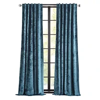Martha Stewart Wave Embossed Velvet Rod Pocket Blackout Set of 2 Curtain Panel