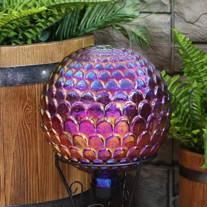 Net Health Shops Red Scalloped Gazing Globe - 10 Inch Plastic Yard Art