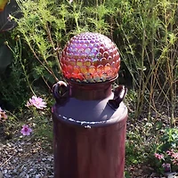 Net Health Shops Red Scalloped Gazing Globe - 10 Inch Plastic Yard Art