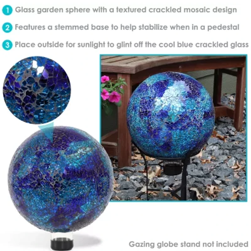 Net Health Shops Ocean Swirl Gazing Globe - 10 Inch Glass Yard Art