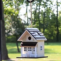 Net Health Shops Beige Wood With Solar Led Light Bird House