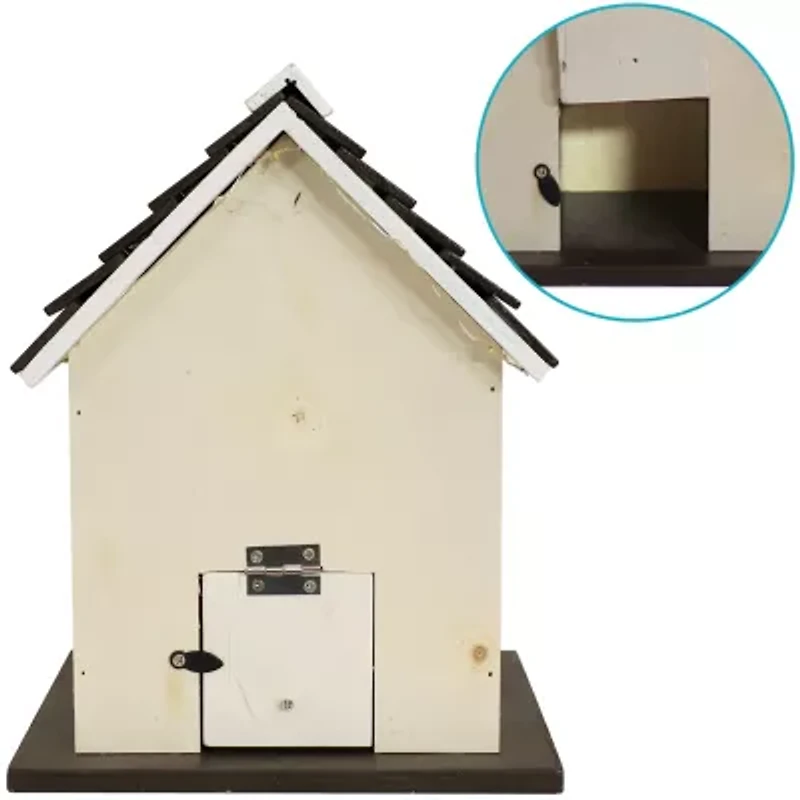 Net Health Shops Beige Wood With Solar Led Light Bird House
