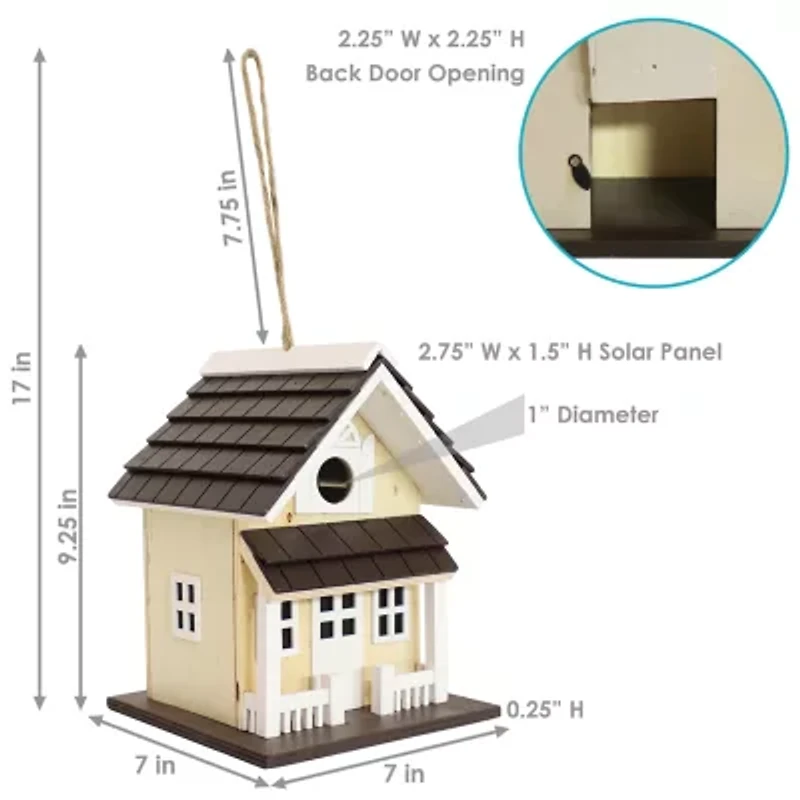 Net Health Shops Beige Wood With Solar Led Light Bird House