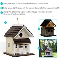 Net Health Shops Beige Wood With Solar Led Light Bird House