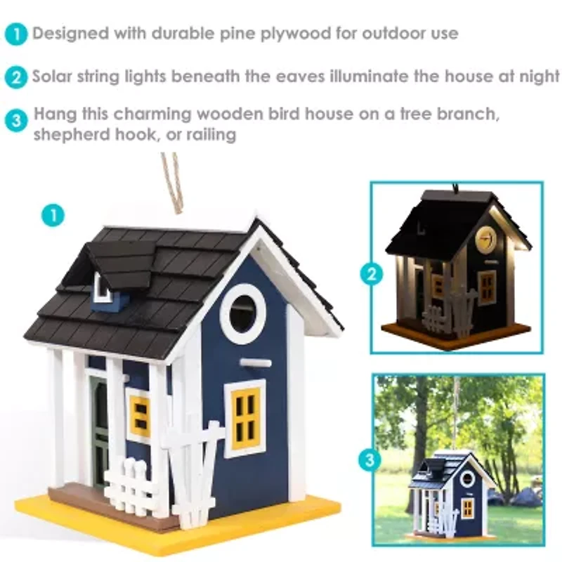 Net Health Shops Wood With Solar Led Light Bird House