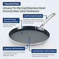 Tramontina Utsava Stainless Steel 12" Dosa Tawa
