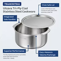 Tramontina Utsava Stainless Steel 1.75-qt. Tope with Lid