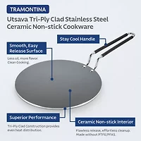 Tramontina Utsava Stainless Steel 10.5" Concave Tawa