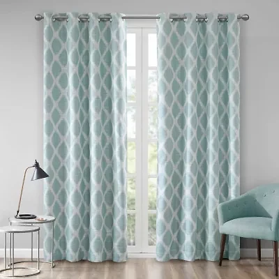 Madison Park Kagen Ikat Geo Grommet Top Blackout Single Curtain Panel