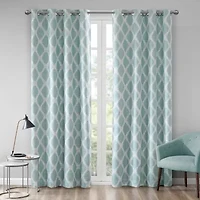 Madison Park Kagen Ikat Geo Grommet Top Blackout Single Curtain Panel