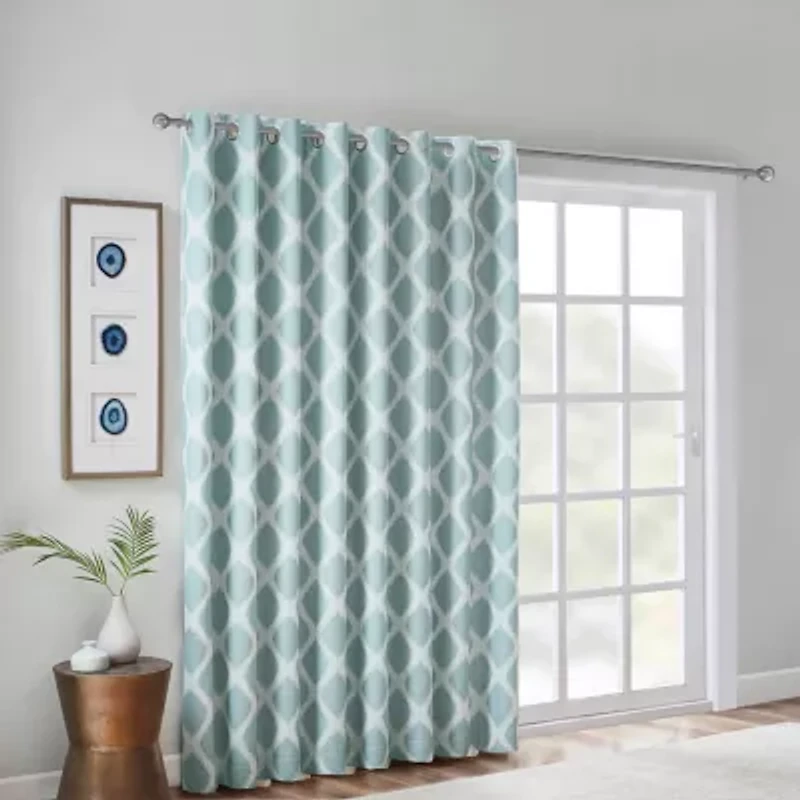 Madison Park Kagen 100"W X 84"L Energy Saving Blackout Grommet Top Single Patio Door Curtain