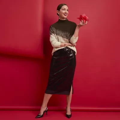 Liz Claiborne Womens Plus Mid Rise Pencil Skirt