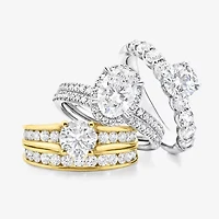 (G / Si2) Womens 2 CT. T.W. Lab Grown White Diamond 10K Gold Round Side Stone Bridal Set