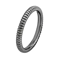 Personally Stackable Black-Plated Sterling Silver 2mm Ribbed Ring