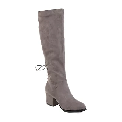 Journee Collection Womens Leeda Wide Calf Riding Boots Block Heel Zip