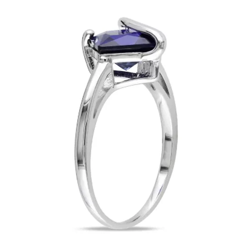 Womens Lab Created Blue Sapphire Sterling Silver Cocktail Ring