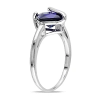 Womens Lab Created Blue Sapphire Sterling Silver Cocktail Ring