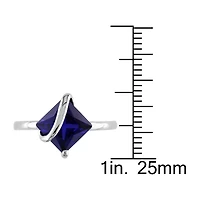 Womens Lab Created Blue Sapphire Sterling Silver Cocktail Ring