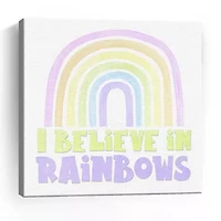 Lumaprints Pastel Rainbows I-Believe Giclee Canvas Art