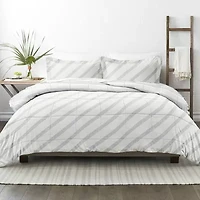 Casual Comfort Premium Down Alternative Distressed Stripe Reversible Comforter Set