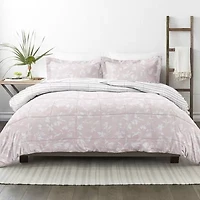Casual Comfort Premium Down Alternative Pressed Flowers Reversible Comforter Set