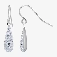 Silver Treasures Womens Crystal Sterling Pear Drop Earrings