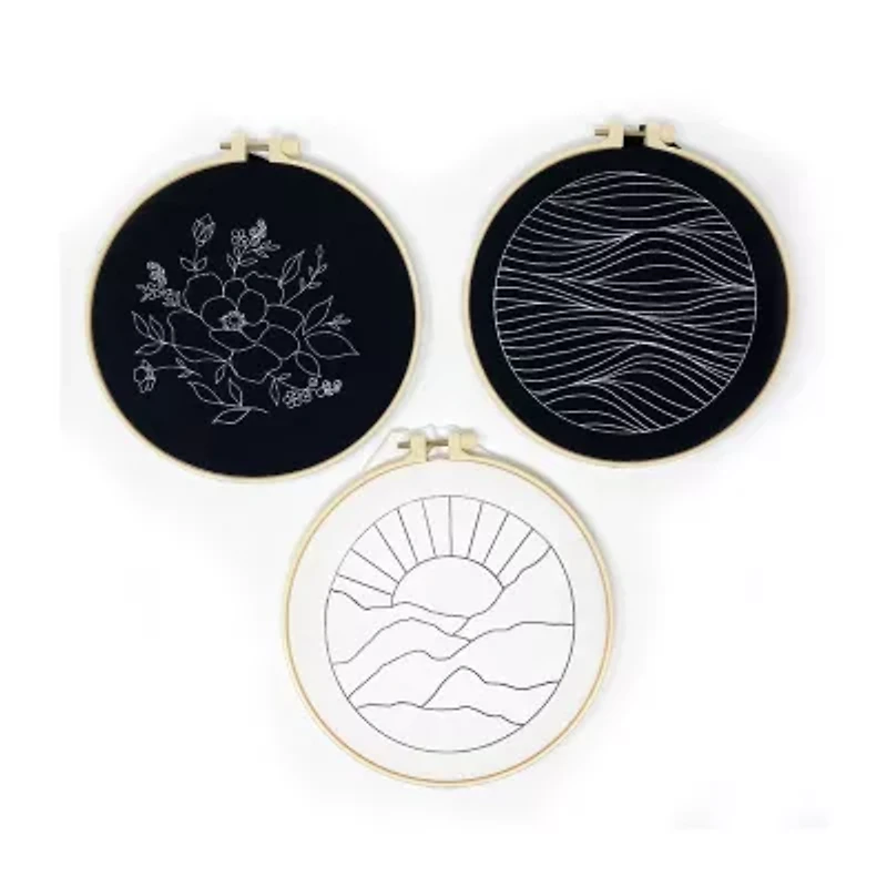 Art 101 Crafts Embroidery Art Kit with 3 Embroidery Hoops and Designs