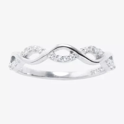 Silver Treasures Womens Cubic Zirconia Sterling Band