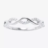 Silver Treasures Womens Cubic Zirconia Sterling Band