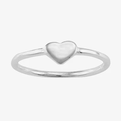 Itsy Bitsy Womens Sterling Silver Heart Delicate Midi  Band
