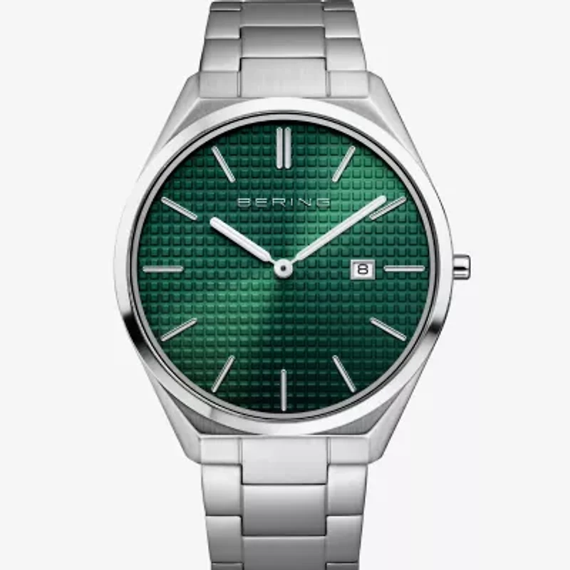 Bering Mens Silver Tone Stainless Steel Bracelet Watch 17240