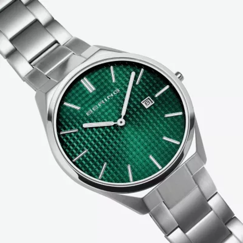 Bering Mens Silver Tone Stainless Steel Bracelet Watch 17240