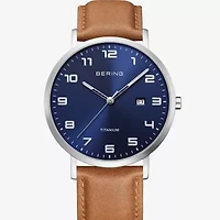 Bering Mens Brown Leather Strap Watch 18640-567