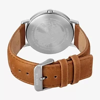 Bering Mens Brown Leather Strap Watch 18640-568