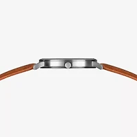 Bering Mens Brown Leather Strap Watch 18640-568