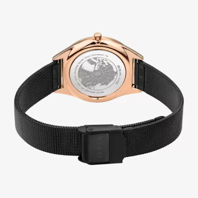 Bering Womens Crystal Accent Stainless Steel Bracelet Watch