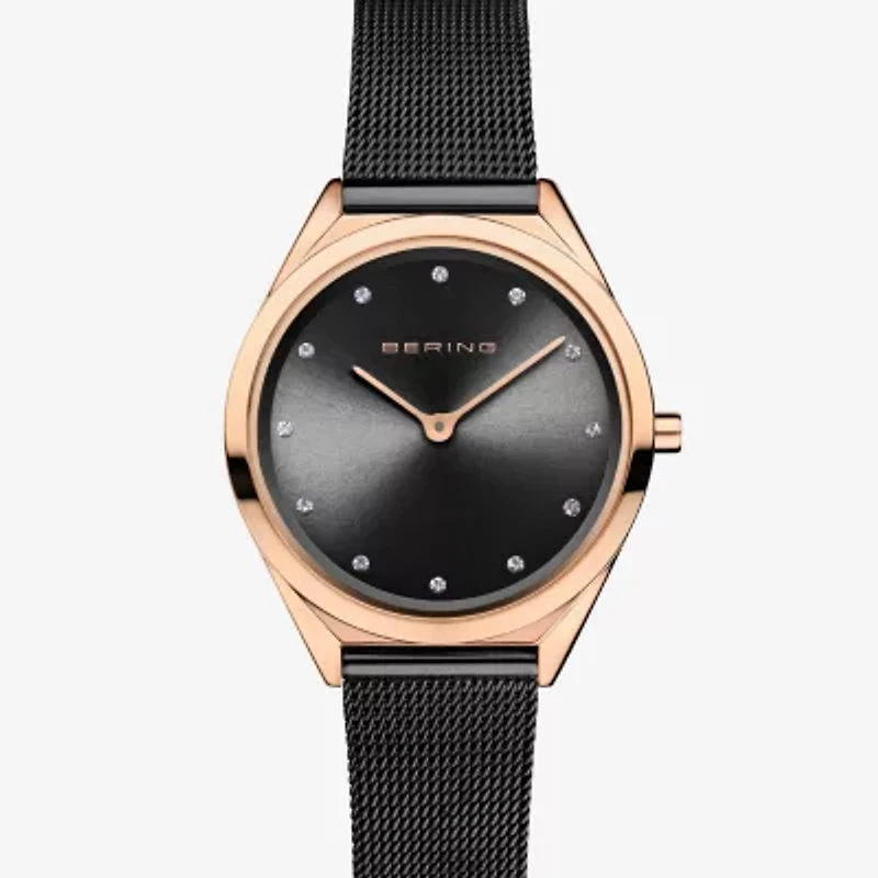Bering Womens Crystal Accent Stainless Steel Bracelet Watch