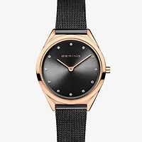 Bering Womens Crystal Accent Stainless Steel Bracelet Watch