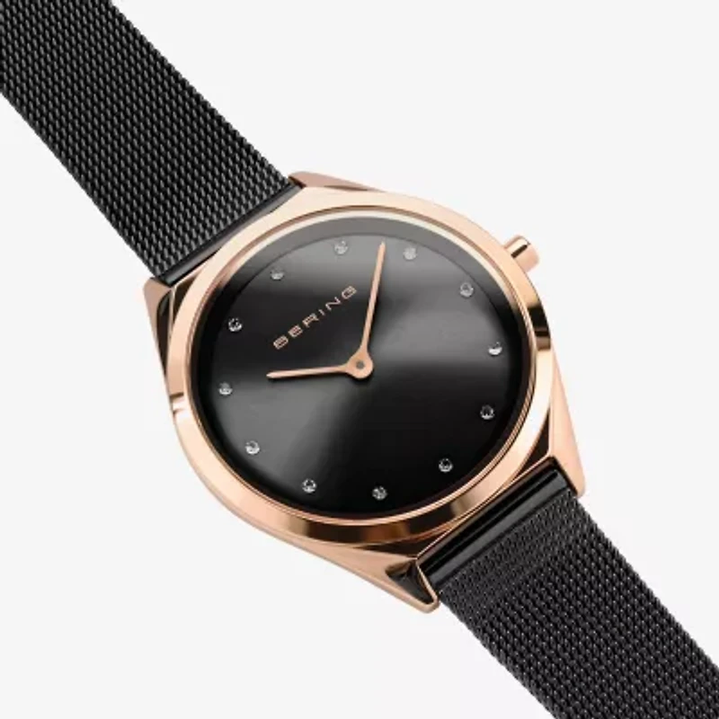 Bering Womens Crystal Accent Stainless Steel Bracelet Watch